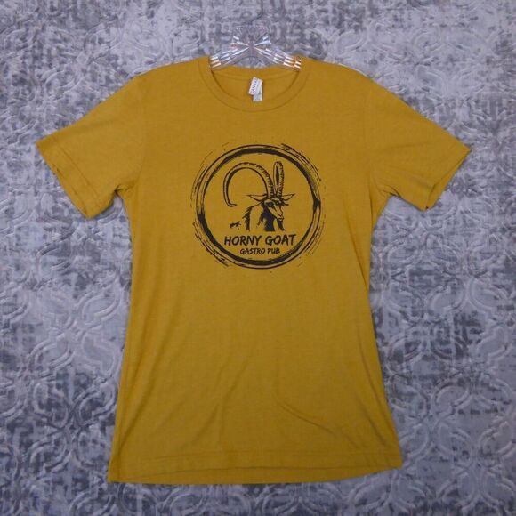 Horny Goat Gastro Pub Shirt Adult Small Yellow Barbecue Bar Oregon Destination - Picture 1 of 10